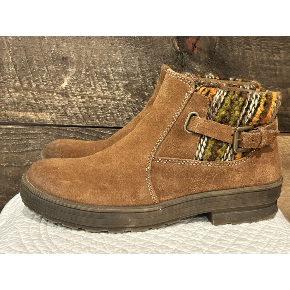 Earth Origins Tate Ankle Boots Booties Size 8 Brown‎ Suede Leather Boho Detail